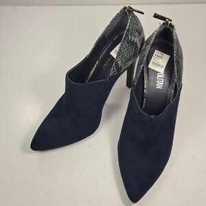 Cosmopolitan Edena Navy Blue Suede Snakeskin Pointed Toe Stiletto Heel 9M